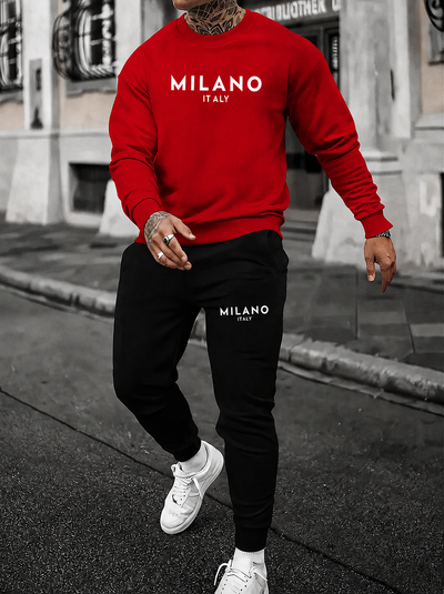 Stijlvol Milano Italy Rood wit Trainingspak voor Heren – Comfortabel, Modieus & Veelzijdig – Streetwear Outfit