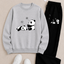 Trendy Zwarte Panda Print Sweater en Joggingbroek Set - Comfortabele Casual Kleding voor Dames en Heren
