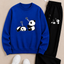 Trendy Zwarte Panda Print Sweater en Joggingbroek Set - Comfortabele Casual Kleding voor Dames en Heren