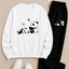 Trendy Zwarte Panda Print Sweater en Joggingbroek Set - Comfortabele Casual Kleding voor Dames en Heren