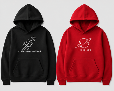 Trendy Liefde & Ruimte Streetwear Hoodie Set voor Koppels - Comfortabele Unisex Hoodies