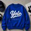 Trendy Koningsblauw Sweatshirt met 'Yolo' Print – Comfortabel & Stijlvol Streetwear voor Jongeren en Volwassenen