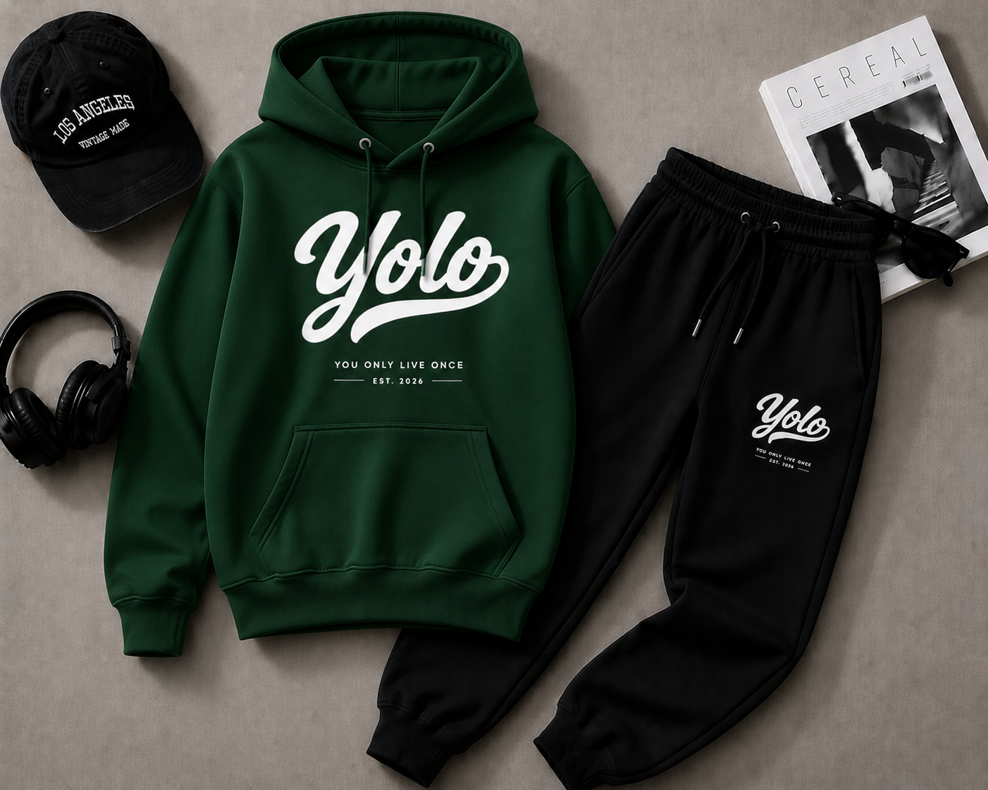 Modieuze en Comfortabele Yolo Hoodie en Joggingbroek Set - Stijlvolle Casual Outfit voor Jongeren en Volwassenen