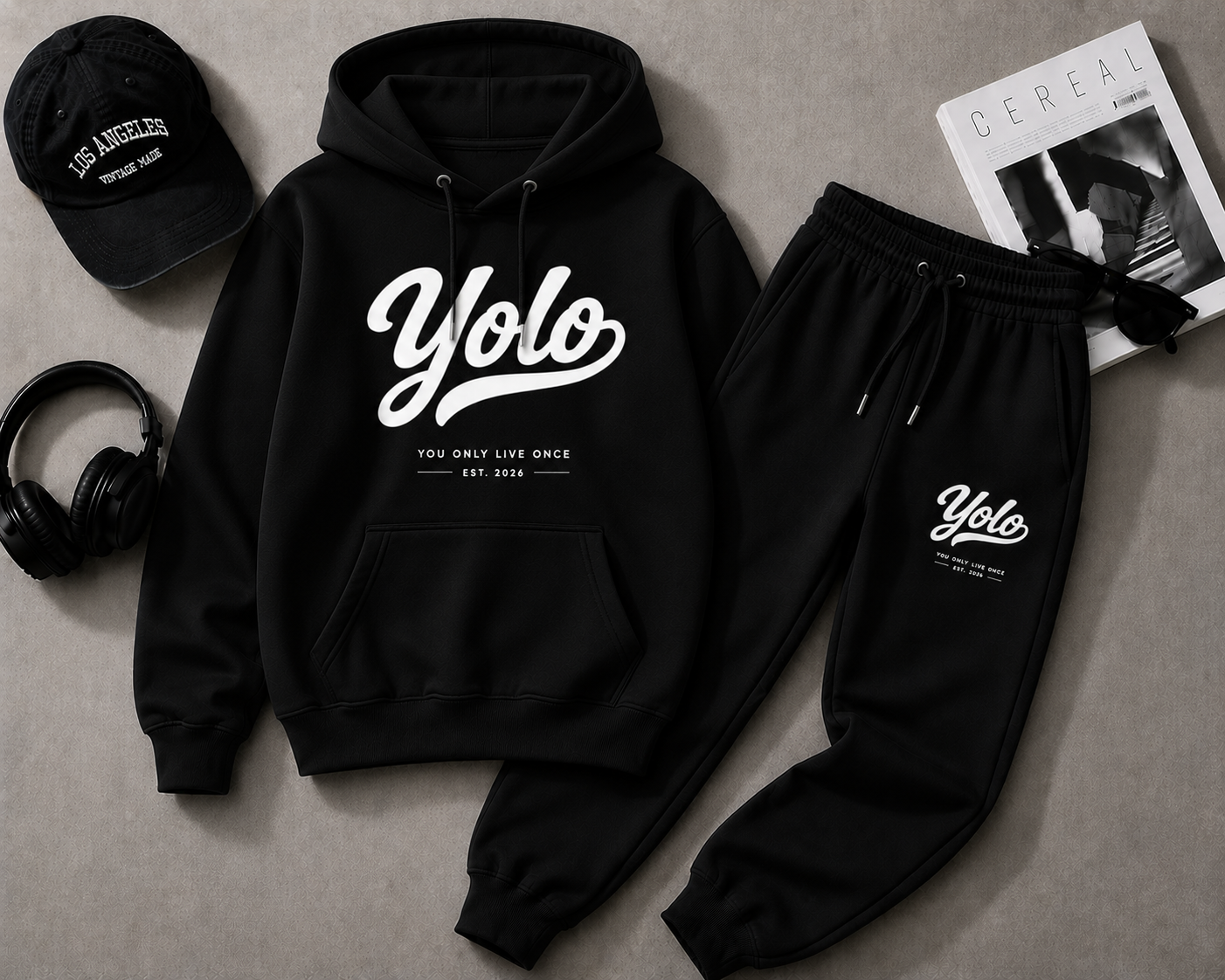 Modieuze en Comfortabele Yolo Hoodie en Joggingbroek Set - Stijlvolle Casual Outfit voor Jongeren en Volwassenen