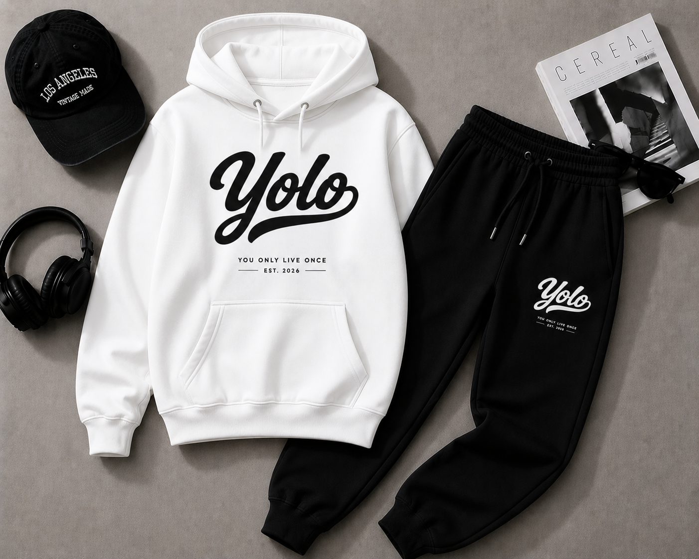 Modieuze en Comfortabele Yolo Hoodie en Joggingbroek Set - Stijlvolle Casual Outfit voor Jongeren en Volwassenen
