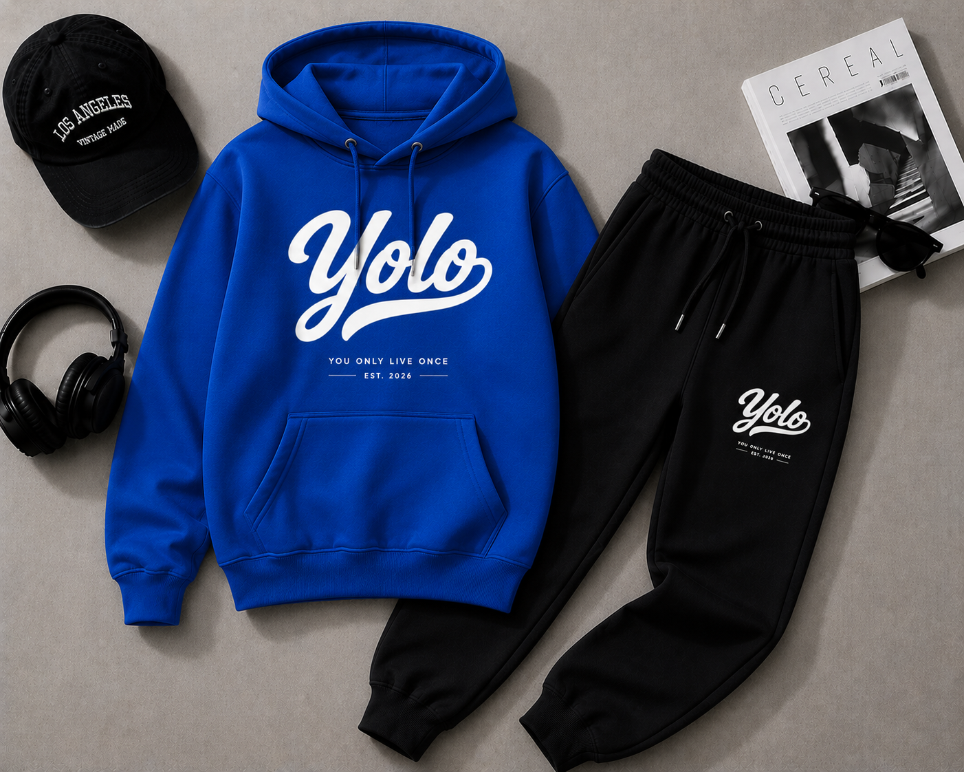 Modieuze en Comfortabele Yolo Hoodie en Joggingbroek Set - Stijlvolle Casual Outfit voor Jongeren en Volwassenen
