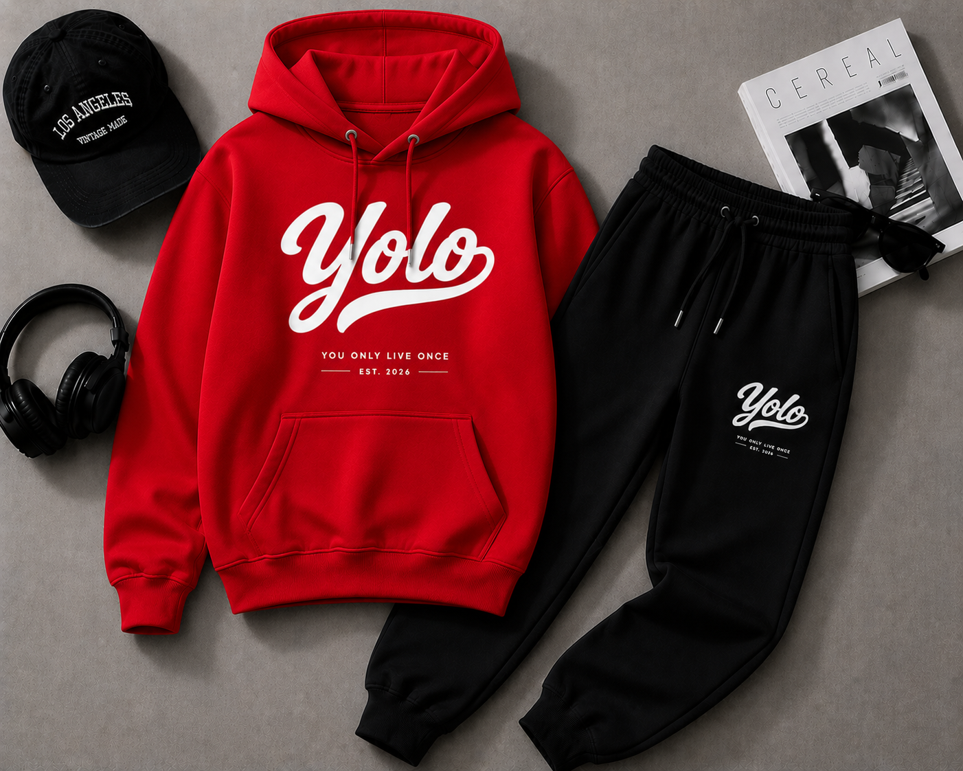 Modieuze en Comfortabele Yolo Hoodie en Joggingbroek Set - Stijlvolle Casual Outfit voor Jongeren en Volwassenen