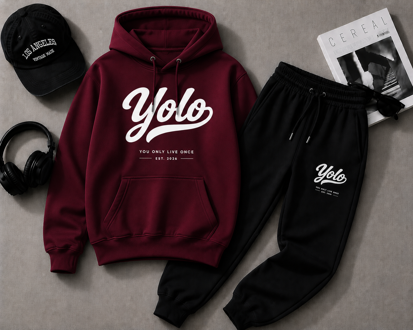 Modieuze en Comfortabele Yolo Hoodie en Joggingbroek Set - Stijlvolle Casual Outfit voor Jongeren en Volwassenen