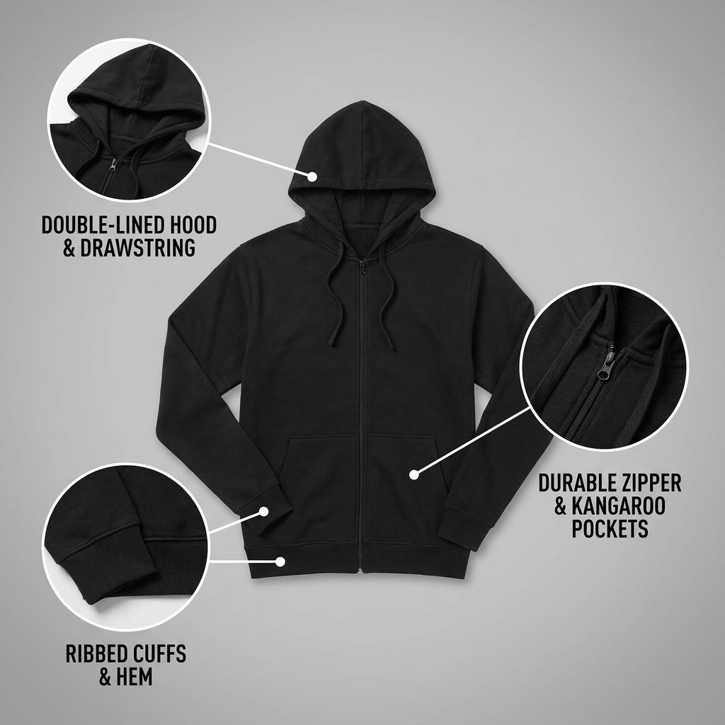 Heren Hoodie met Ritssluiting en Capuchon – Stijlvolle Comfortabele Zip-up Hoodie van Katoenmix – Casual Streetwear Vest voor Mannen