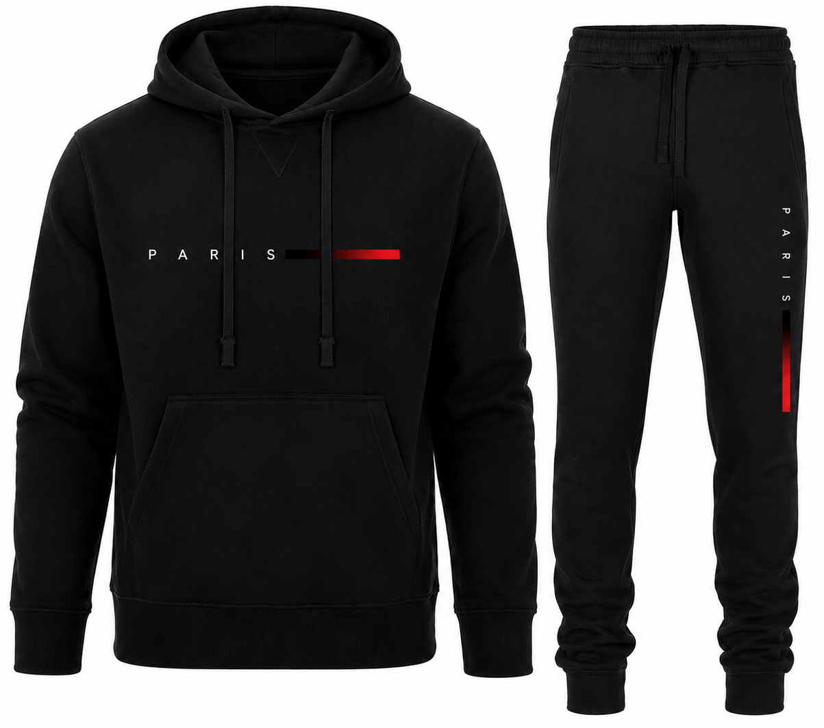Modieuze Paris Hoodie en Joggingbroek Set - Comfortabele Sportieve Stijl in Blauw en Zwart met Unieke Gradient Print