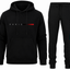 Modieuze Paris Hoodie en Joggingbroek Set - Comfortabele Sportieve Stijl in Blauw en Zwart met Unieke Gradient Print