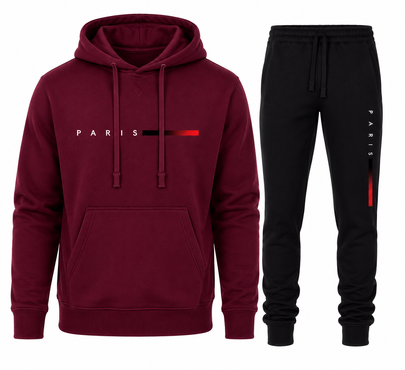 Modieuze Paris Hoodie en Joggingbroek Set - Comfortabele Sportieve Stijl in Blauw en Zwart met Unieke Gradient Print