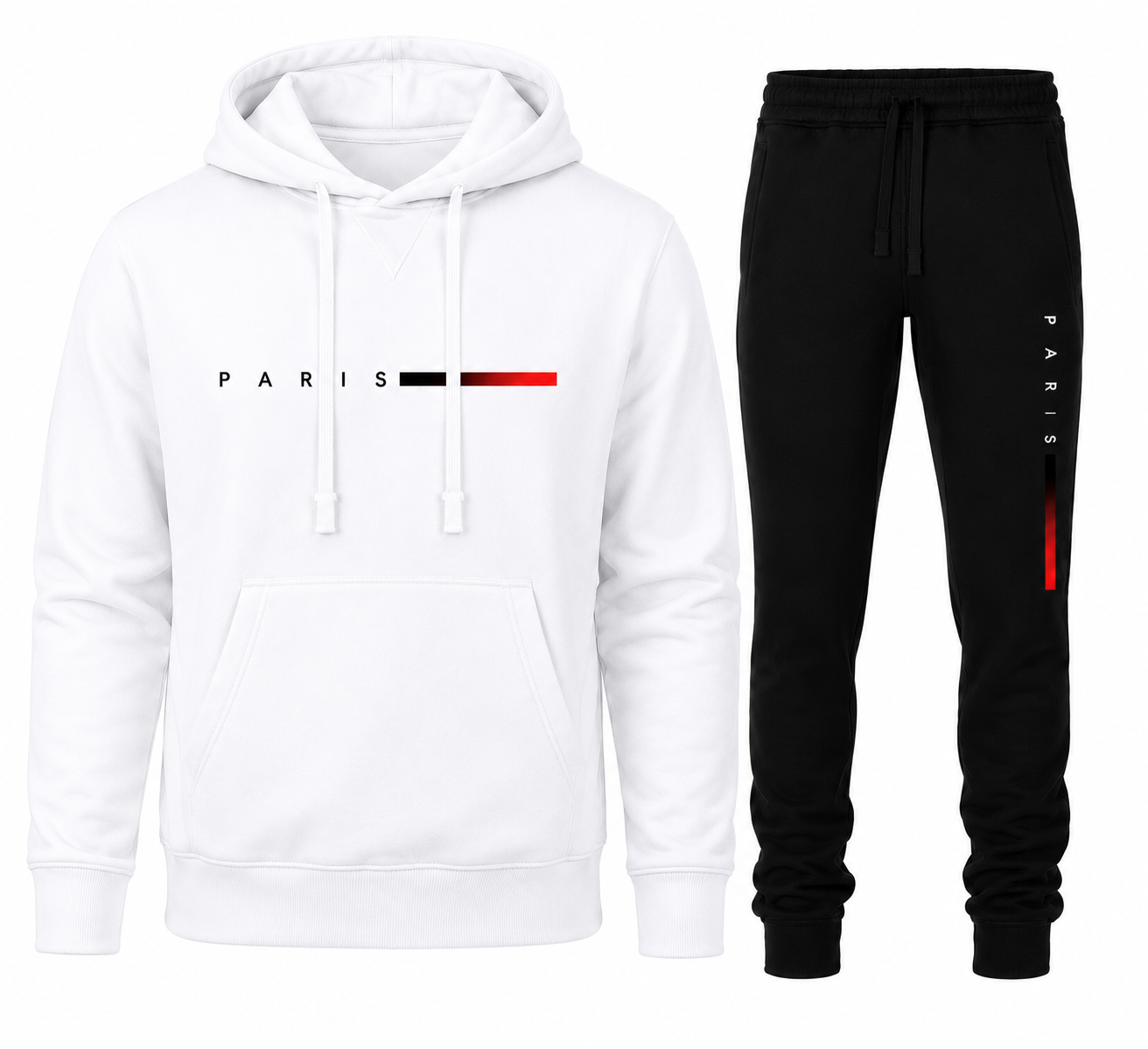 Modieuze Paris Hoodie en Joggingbroek Set - Comfortabele Sportieve Stijl in Blauw en Zwart met Unieke Gradient Print