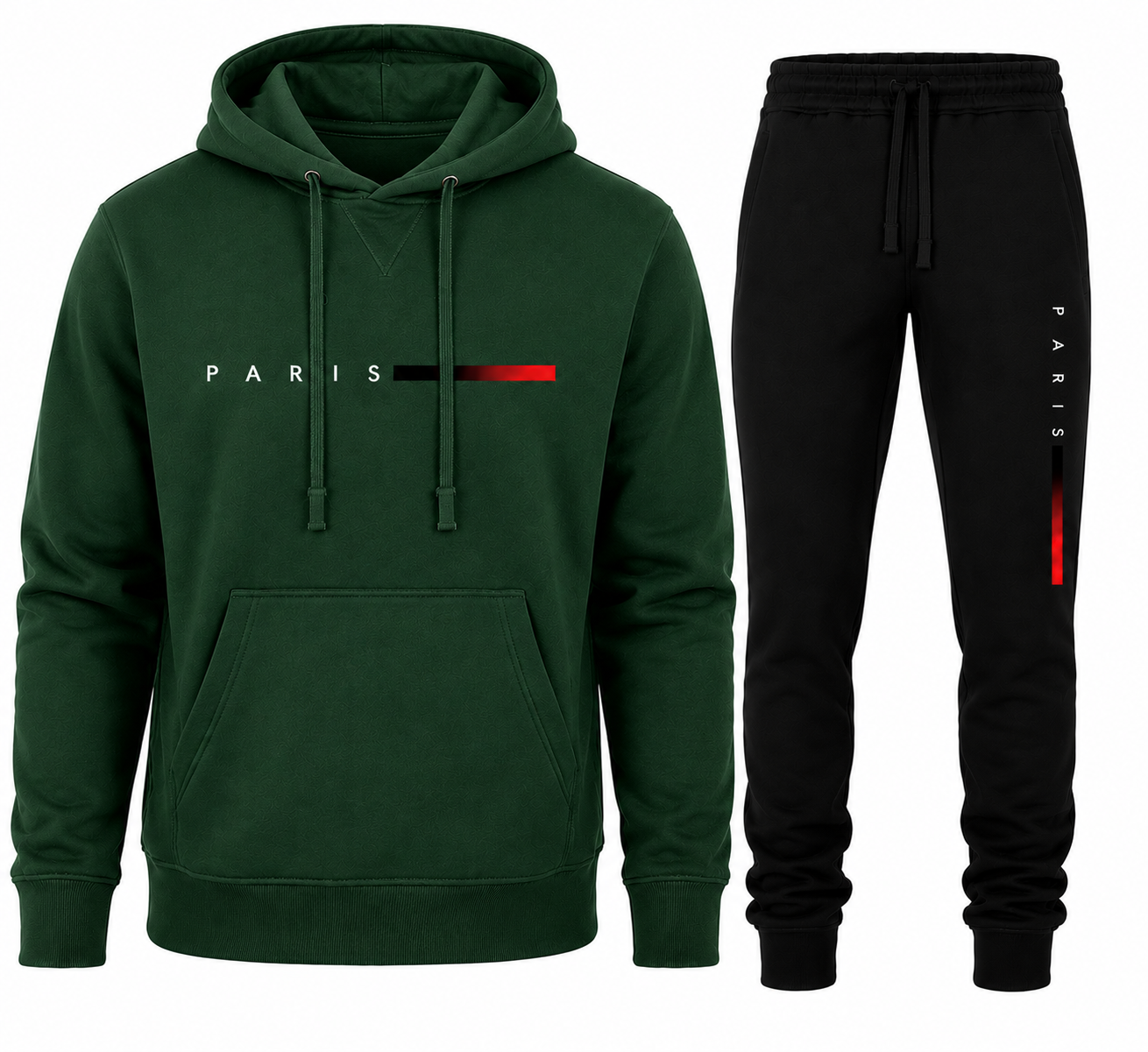 Modieuze Paris Hoodie en Joggingbroek Set - Comfortabele Sportieve Stijl in Blauw en Zwart met Unieke Gradient Print