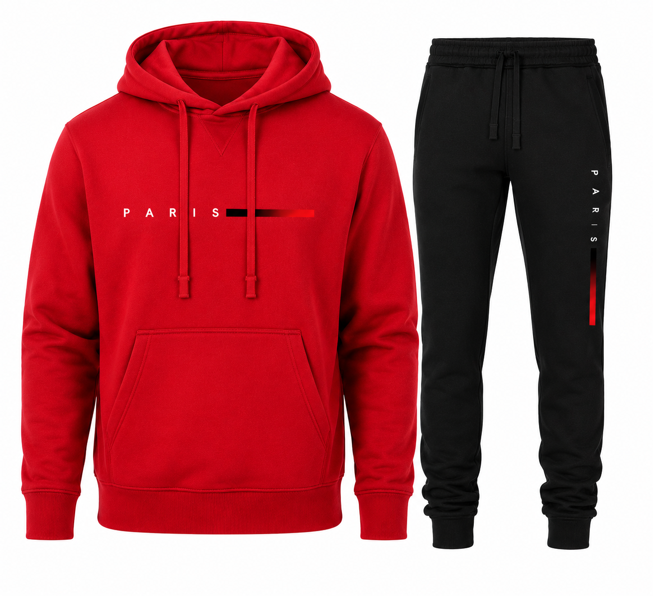 Modieuze Paris Hoodie en Joggingbroek Set - Comfortabele Sportieve Stijl in Blauw en Zwart met Unieke Gradient Print