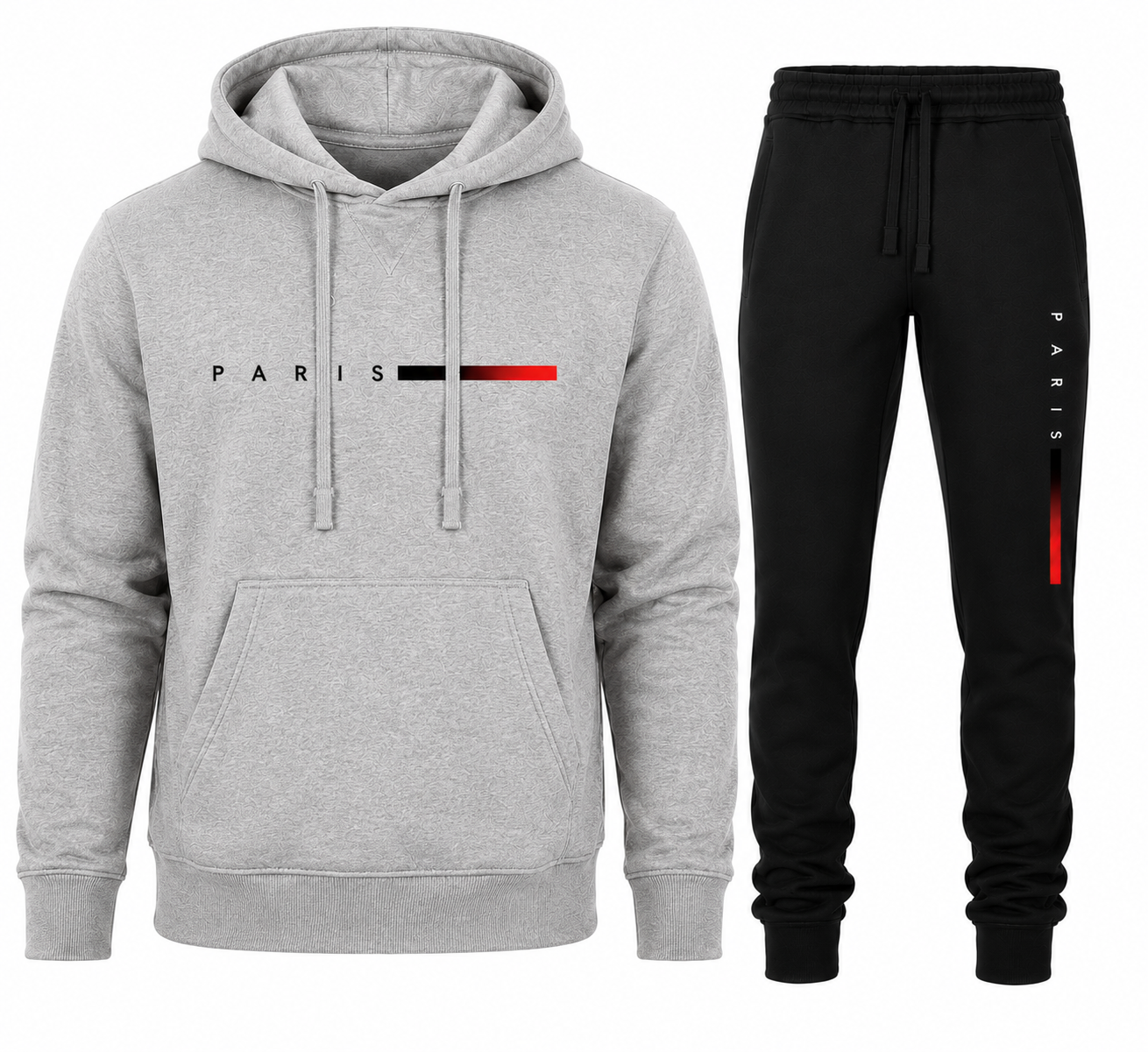 Modieuze Paris Hoodie en Joggingbroek Set - Comfortabele Sportieve Stijl in Blauw en Zwart met Unieke Gradient Print