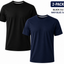 2-Pack - T-Shirts Heren - 100% Katoen - Wit/Zwart/Navy-Blauw - Comfort Fit - Maat M
