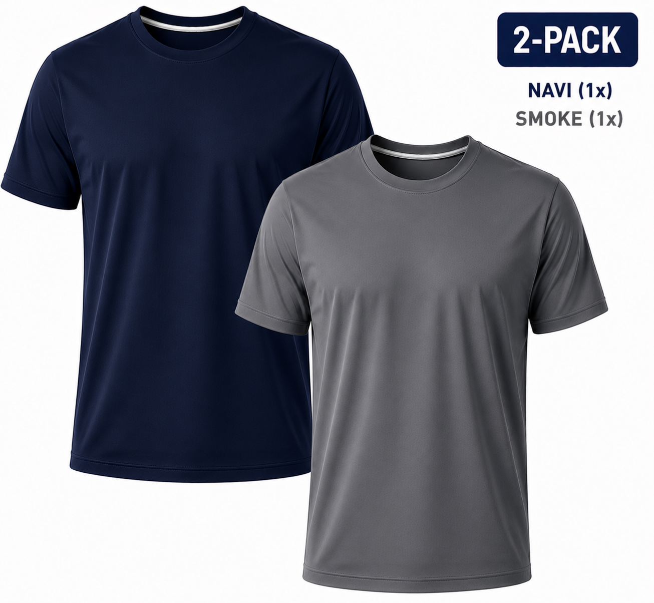 2-Pack - T-Shirts Heren - 100% Katoen - Wit/Zwart/Navy-Blauw - Comfort Fit - Maat M