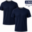 2-Pack - T-Shirts Heren - 100% Katoen - Wit/Zwart/Navy-Blauw - Comfort Fit - Maat M