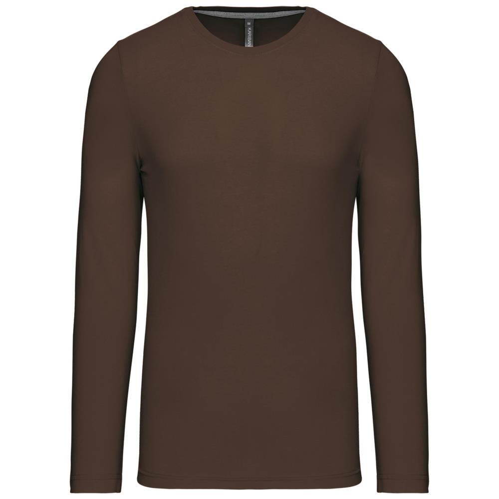 T-Shirt Heren Longsleeve -	100% katoen - Comfortabele Basic Sweaterlook Long Sleeve - Grijs - Maat S