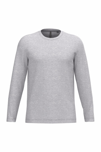 T-Shirt Heren Longsleeve -	100% katoen - Comfortabele Basic Sweaterlook Long Sleeve - Grijs - Maat S