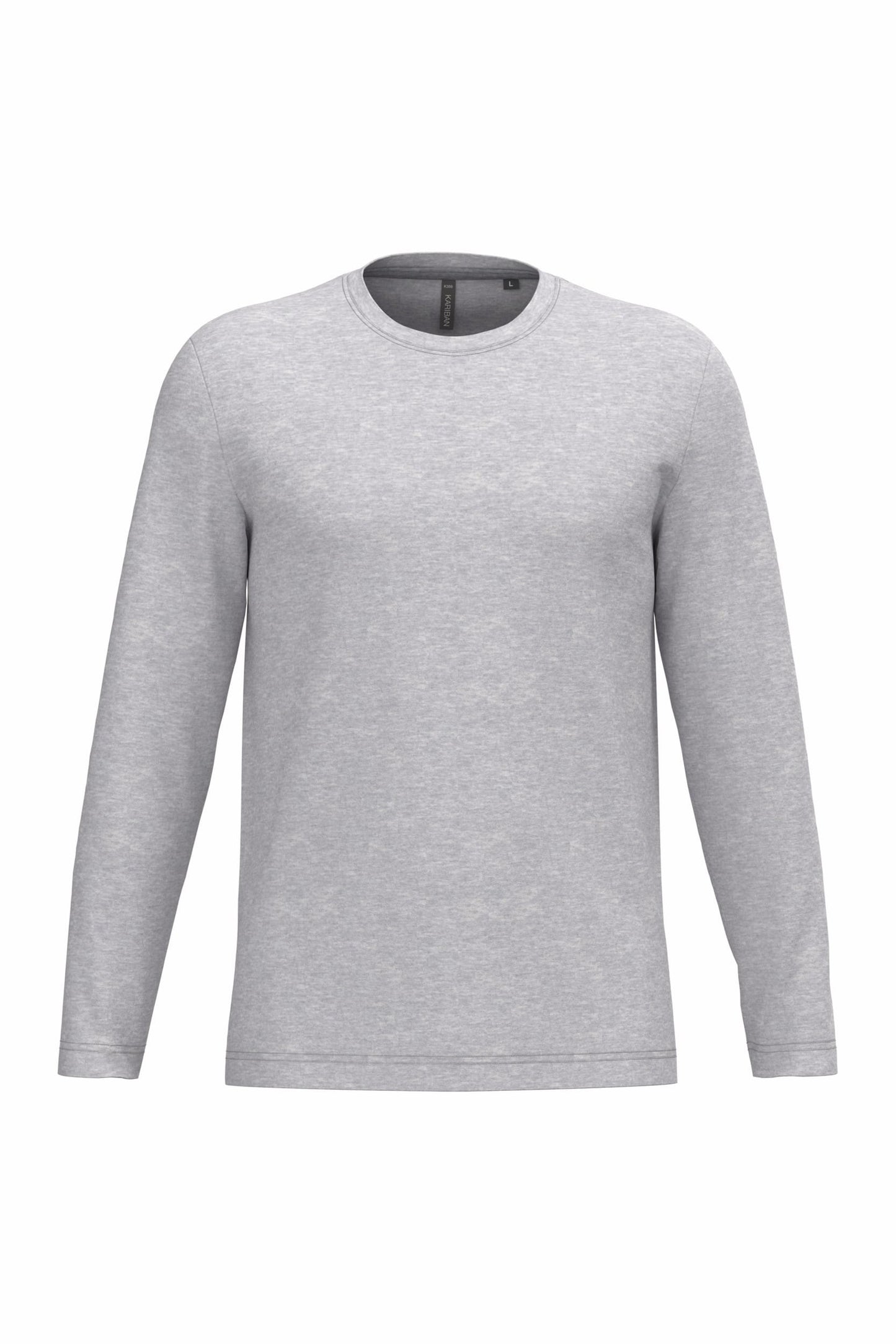 T-Shirt Heren Longsleeve -	100% katoen - Comfortabele Basic Sweaterlook Long Sleeve - Grijs - Maat S