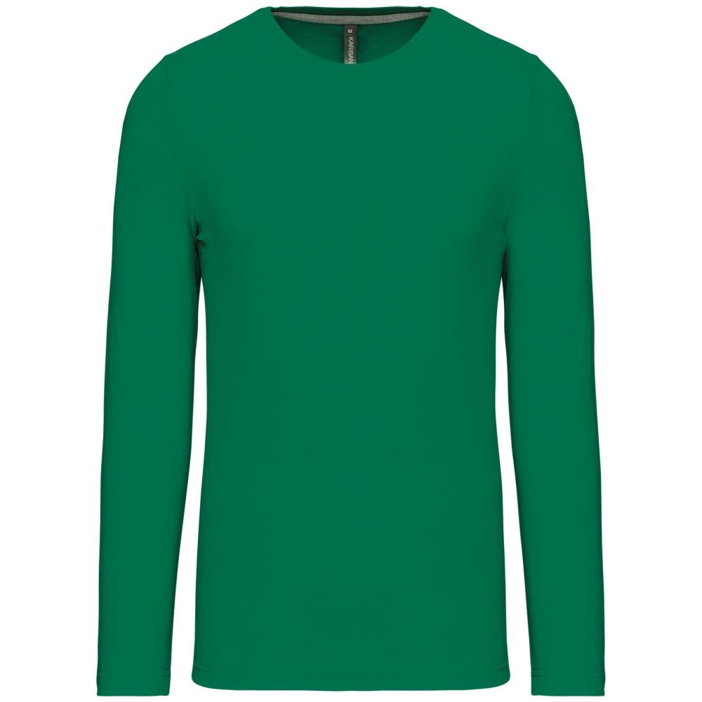 T-Shirt Heren Longsleeve -	100% katoen - Comfortabele Basic Sweaterlook Long Sleeve - Grijs - Maat S