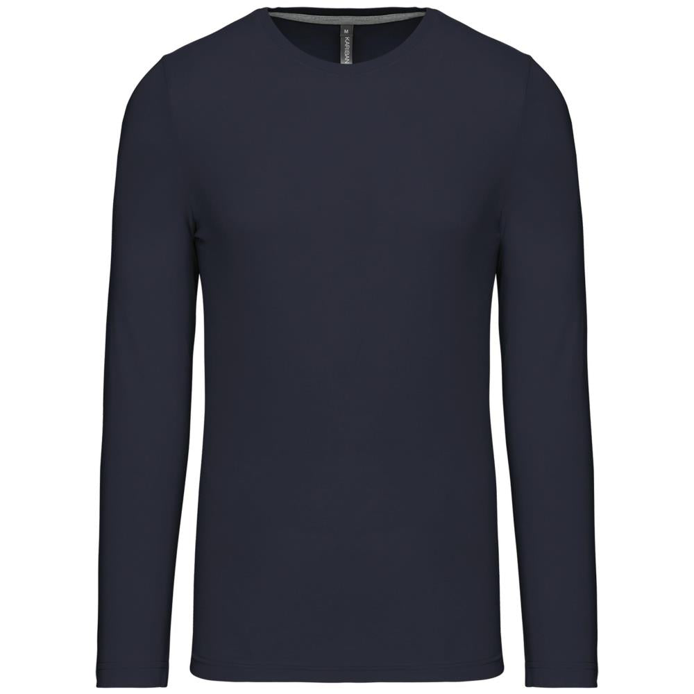 T-Shirt Heren Longsleeve -	100% katoen - Comfortabele Basic Sweaterlook Long Sleeve - Grijs - Maat S