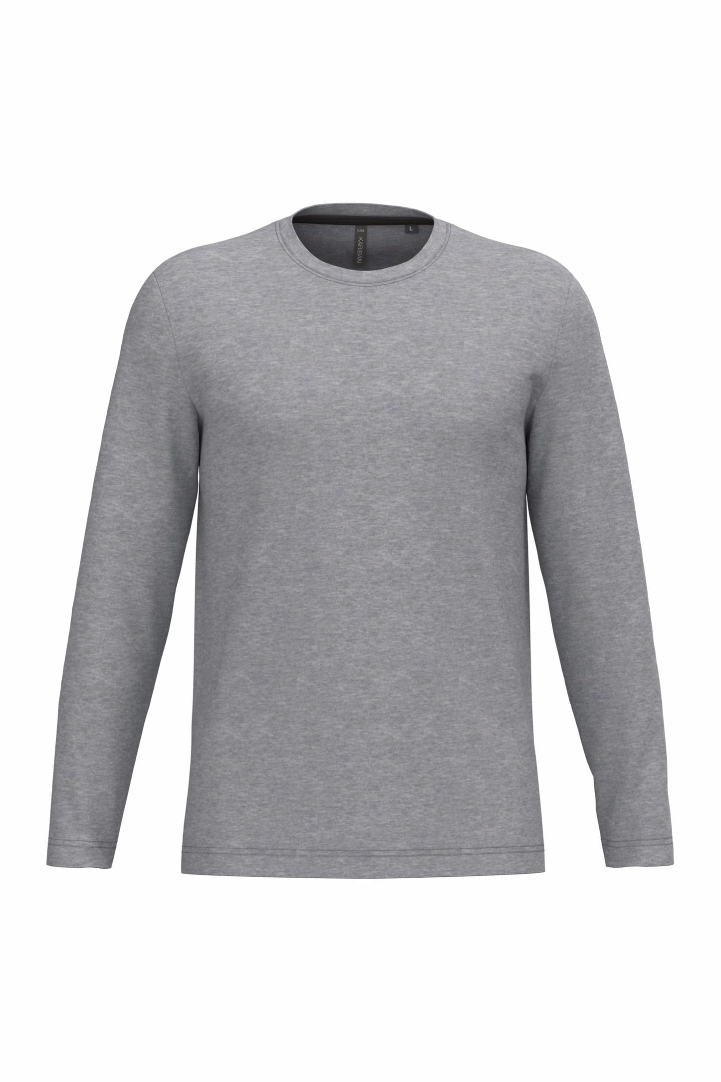 T-Shirt Heren Longsleeve -	100% katoen - Comfortabele Basic Sweaterlook Long Sleeve - Grijs - Maat S
