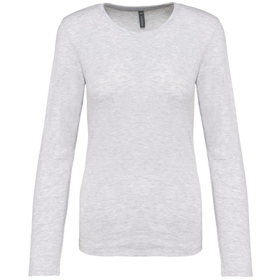T-Shirt Dames Longsleeve - 100% katoen - Comfortabele Basic Sweaterlook Long Sleeve - Grijs - Maat S