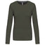 T-Shirt Dames Longsleeve - 100% katoen - Comfortabele Basic Sweaterlook Long Sleeve - Grijs - Maat S