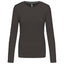 T-Shirt Dames Longsleeve - 100% katoen - Comfortabele Basic Sweaterlook Long Sleeve - Grijs - Maat S
