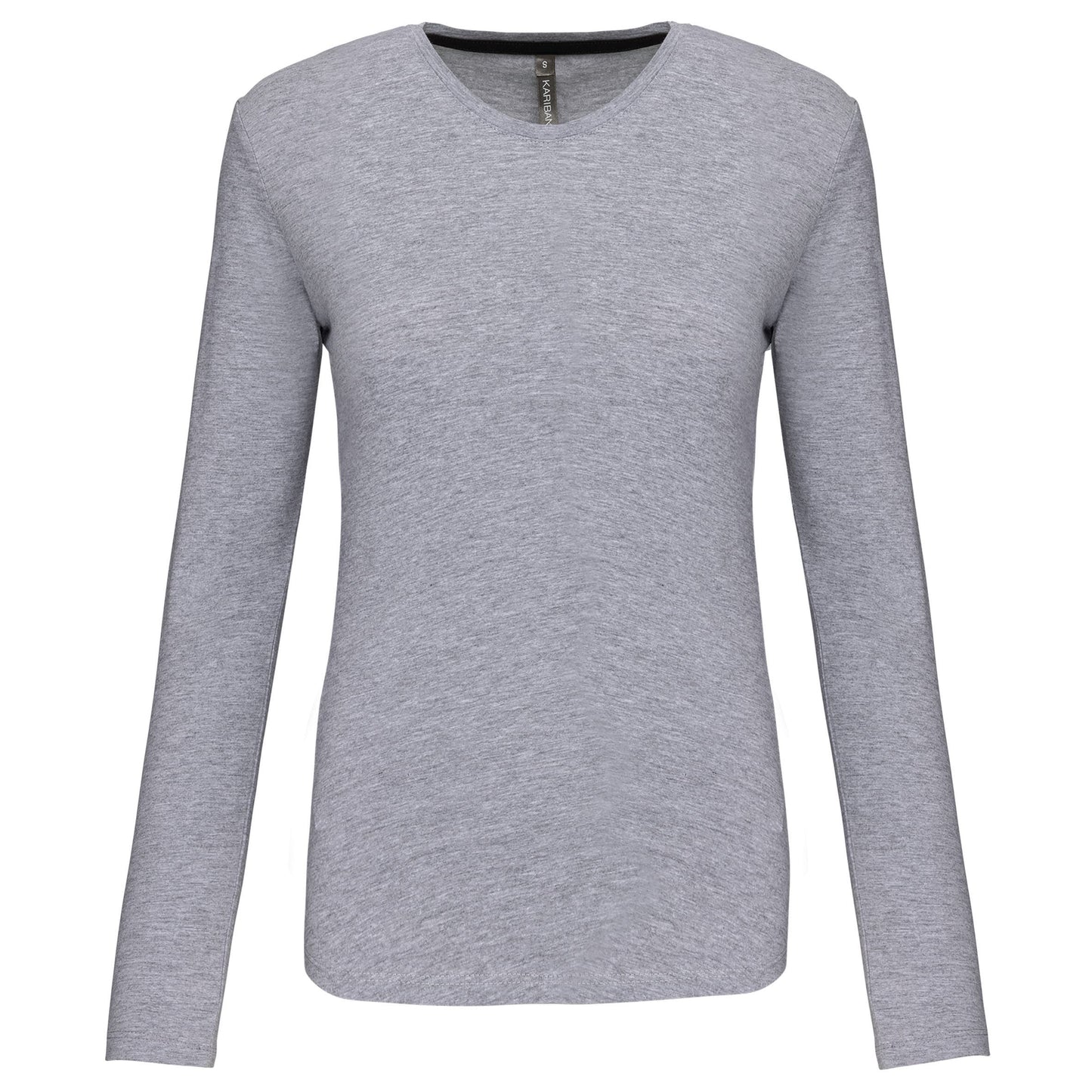T-Shirt Dames Longsleeve - 100% katoen - Comfortabele Basic Sweaterlook Long Sleeve - Grijs - Maat S