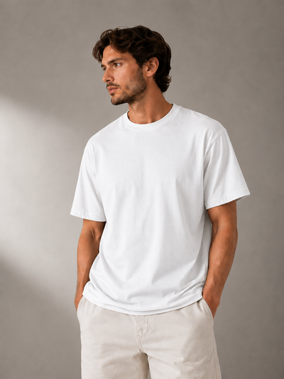 Trendy T-shirt Heren - 100% Katoen - Casual Modern Stijlvol Basic Tee - Zwart
