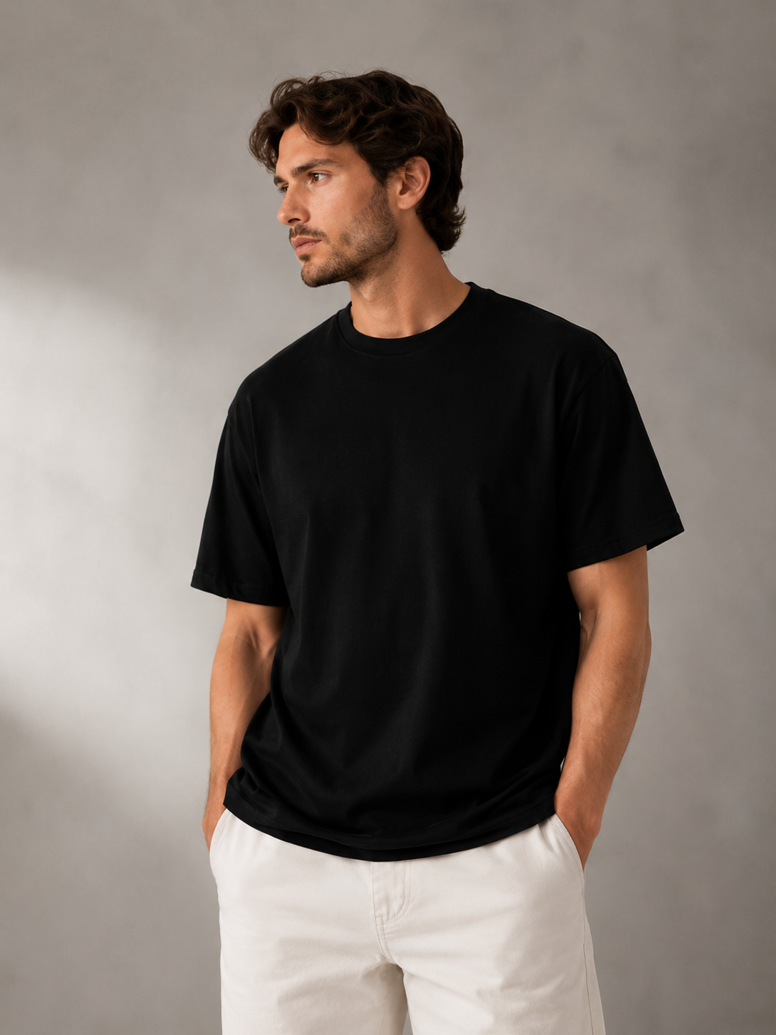 Trendy T-shirt Heren - 100% Katoen - Casual Modern Stijlvol Basic Tee - Zwart