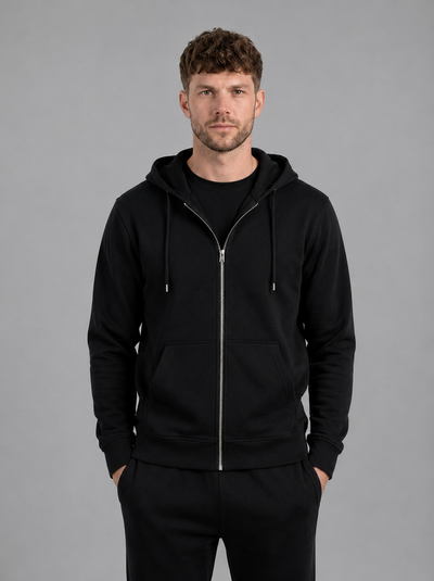 Modieuze Heren Hoodie met Ritssluiting - Comfortabele Katoenen Sweatshirt voor Casual Stijl en Sportieve Look
